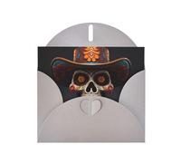 Gray JKIEGOQ Mexican Halloween Skull Prints Greeting Card 4 x 6 in for Christmas, Valentine's Day, Wedding, Party Invitation Cards