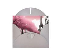 Gray JKIEGOQ Paris Street Eiffel Tower Pink Floral Prints Greeting Card 4 x 6 in for Christmas, Valentine's Day, Wedding, Party Invitation Cards