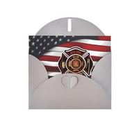 Gray JKIEGOQ Red Stripe Firefighter USA Flag Prints Greeting Card 4 x 6 in for Christmas, Valentine's Day, Wedding, Party Invitation Cards