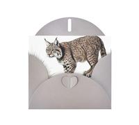 Gray JKIEGOQ Wild bobcat Prints Greeting Card 4 x 6 in for Christmas, Valentine's Day, Wedding, Party Invitation Cards