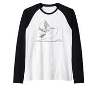 Gray Kingbird Line Art Birdwatcher Raglan Baseball Tee