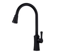 Gray Kitchen Faucet with Pull-Down Sprayer, 2 Spray Modes, 360° Swivel High Arc Mixer, Hot and Cold Water, Modern Design for Kitchen Sink (Black)