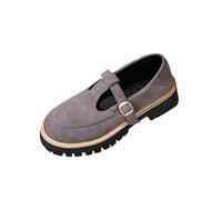 Gray Ladies' Modern Multi-Purpose Plus Size Round Toe Loafers with Low Heel for Walking