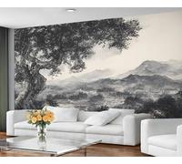 Gray Landscape Wallpaper for Living Room - Peel and Stick Wallpaper, Oriental Asian Bedroom Wall Paper, Large Wall Mural & Traditional Painting Home Decor, Self Adhesive
