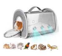 Gray Large Portable Travel Small Animal Carrier - Breathable Hangbag for Hamster, Guinea Pig, Bearded Dragon, Rabbit, Turtle, Squirrel