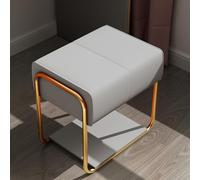 Gray Leather Stool Upholstered Makeup Vanity Bench with Metal Legs Stylish Footrest for Couch Bedroom Living Room Comfortable & Durable Design