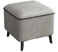 Gray Leather Tufted Ottoman Footrest Stool Cube Foot Rest Bench for Bedroom Living Room Office & Entryway - Stylish Shoe Change Stool & Comfortable Footrest