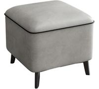 Gray Leather Tufted Ottoman Footrest Stool Cube Foot Rest Bench for Bedroom Living Room Office Entryway - Stylish Shoe Change Stool and Comfortable Footrest