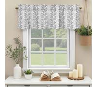 Gray Leaves Valances for Windows, Simple Gradient Dark Gray Leaf Texture Rod Pocket Valance Short Window Treatments Curtains for Kitchen Bathroom Bedroom Decor, 42 x 12 Inches