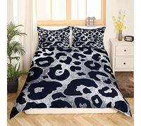 Gray Leopard Comforter Cover Super King Cheetah Print Duvet Cover Grey Tie Dye Bedding Set Safari Animal Bedspread Cover 3 Piece Grunge Black Quilt Cover With 2 Pillow Case Luxury