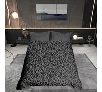 Gray Leopard Print Duvet Cover King Size,African Cheetah Wildlife Comforter Cover for Adults Kids Bedroom Decor,Wild Animal Skin Decorative Bedding Set 2 Pillowcases,No Comforter