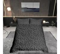 Gray Leopard Print Duvet Cover Single Size,African Cheetah Wildlife Comforter Cover for Adults Kids Bedroom Decor,Wild Animal Skin Decorative Bedding Set 1 Pillowcase,No Comforter