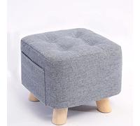 Gray Linen Square Foot Stool Ottoman - Stylish Small Rest Stool for Living Room & Bedroom Perfect for Shoe Changing 28x28x25cm Versatile Home Décor