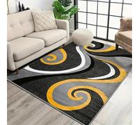 Gray Living Room Area Rug, 80x150cm, Modern Abstract Geometric Swirl Print, Simple Luxurious, Premium Interior Design Rugs Non-Slip Washable Bohemian Art Carpet for Bedrooms Studies Offices