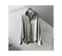 (Gray, M) Office Lady Shirts And Blouses Woman Top Autumn Winter Korean Long Sleeve Button Elegance Sweet Casual Summer Fashion Shirts