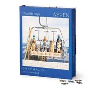 Galison Book Box Puzzle Gray Malin Aspen 1000 Piece Ski Dogs Photo Book-Sized Magnetic Keepsake Box