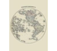 Gray Map 1876 Western Hemisphere World Large XL Wall Art Canvas Print