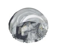 Gray Marble Abstract Splash Pastel,Shower Cap Nightcap Double Layer Waterproof Elastic Bath Cap Reusable Hair Cap