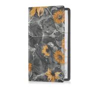 Gray Marble Sunflower Butterfly Pu Leather Auto Registration Insurance & ID Card Holder Glove Box Organize Prefect Car Essentials Wallet for ID, Driver's License, Key Contact Information Cards