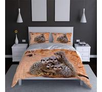 Gray Meerkat Super King Size Duvet Cover Set Cute Wildlife Bedding 3D Soft Comfort Microfiber Quilt Cover 220x260 cm with Zipper Closure and 2 Pillowcases for Kids Teenager Adults F.407