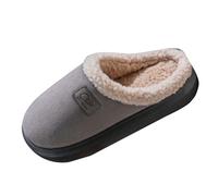 Gray Men's Plush House Shoes with Textured Sole and Warm Interior Ideal for Cold Mornings and Evenings