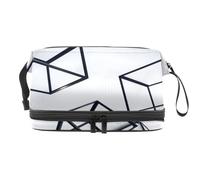 Gray Metal Cube Decorative Double Layer Cosmetic Bag for Women and Girls, Travel Toiletry Bag Makeup Handy Pouch Organiser Bag with Brush Compartment