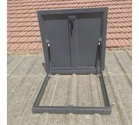 Gray Metal Manhole/Cellars Exit Cover, Industrial Galvanized Roof Access Hatch Skylight Roof Hatch Attic Access Door For Use On Flat Roofs(60x60cm/23.6x23.6in)