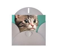 Gray MJHKXLJ A curious cat Prints Pearlized Greeting Card - Envelope Included - Perfect for Christmas, Birthdays, Valentines, Weddings, and More