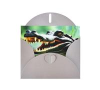 Gray MJHKXLJ crocodile open mouth Prints Pearlized Greeting Card - Envelope Included - Perfect for Christmas, Birthdays, Valentines, Weddings, and More