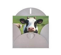 Gray MJHKXLJ Cute little cow Prints Pearlized Greeting Card - Envelope Included - Perfect for Christmas, Birthdays, Valentines, Weddings, and More