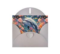 Gray MJHKXLJ Dolphins in the sea of â€‹â€‹flowers Prints Pearlized Greeting Card - Envelope Included - Perfect for Christmas, Birthdays, Valentines, Weddings, and More