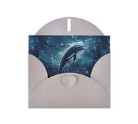 Gray MJHKXLJ Dolphins in the sea of â€‹â€‹stars Prints Pearlized Greeting Card - Envelope Included - Perfect for Christmas, Birthdays, Valentines, Weddings, and More