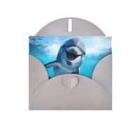 Gray MJHKXLJ Funny Dolphin Looking at You Prints Pearlized Greeting Card - Envelope Included - Perfect for Christmas, Birthdays, Valentines, Weddings, and More