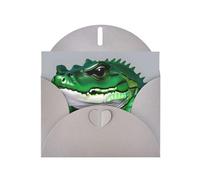 Gray MJHKXLJ Gator Lurking Green Prints Pearlized Greeting Card - Envelope Included - Perfect for Christmas, Birthdays, Valentines, Weddings, and More