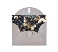 Gray MJHKXLJ Gold White Butterflies Black Prints Pearlized Greeting Card - Envelope Included - Perfect for Christmas, Birthdays, Valentines, Weddings, and More