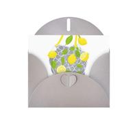Gray MJHKXLJ Lemons falling from the net bag Prints Pearlized Greeting Card - Envelope Included - Perfect for Christmas, Birthdays, Valentines, Weddings, and More