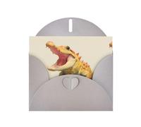 Gray MJHKXLJ Little crocodile with open mouth Prints Pearlized Greeting Card - Envelope Included - Perfect for Christmas, Birthdays, Valentines, Weddings, and More