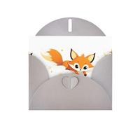 Gray MJHKXLJ Little fox flying in the starry sky Prints Pearlized Greeting Card - Envelope Included - Perfect for Christmas, Birthdays, Valentines, Weddings, and More