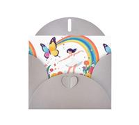 Gray MJHKXLJ Little girl dancing under the rainbow Prints Pearlized Greeting Card - Envelope Included - Perfect for Christmas, Birthdays, Valentines, Weddings, and More