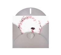 Gray MJHKXLJ Little girl picking cherry blossoms Prints Pearlized Greeting Card - Envelope Included - Perfect for Christmas, Birthdays, Valentines, Weddings, and More