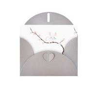 Gray MJHKXLJ Little mouse on magnolia branch Prints Pearlized Greeting Card - Envelope Included - Perfect for Christmas, Birthdays, Valentines, Weddings, and More