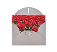 Gray MJHKXLJ Many red roses Prints Pearlized Greeting Card - Envelope Included - Perfect for Christmas, Birthdays, Valentines, Weddings, and More