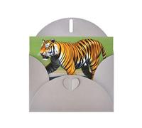 Gray MJHKXLJ Mr. Dancing Tiger Prints Pearlized Greeting Card - Envelope Included - Perfect for Christmas, Birthdays, Valentines, Weddings, and More