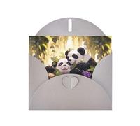 Gray MJHKXLJ Panda in the vines Prints Pearlized Greeting Card - Envelope Included - Perfect for Christmas, Birthdays, Valentines, Weddings, and More