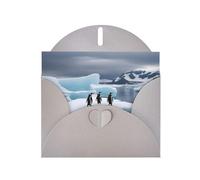 Gray MJHKXLJ Penguins On The Iceberg Prints Pearlized Greeting Card - Envelope Included - Perfect for Christmas, Birthdays, Valentines, Weddings, and More