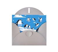 Gray MJHKXLJ penguins on the iceberg Prints Pearlized Greeting Card - Envelope Included - Perfect for Christmas, Birthdays, Valentines, Weddings, and More