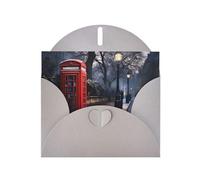 Gray MJHKXLJ Red Phone Booth London Street Prints Pearlized Greeting Card - Envelope Included - Perfect for Christmas, Birthdays, Valentines, Weddings, and More