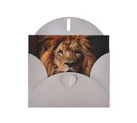 Gray MJHKXLJ The Lion's Gaze Prints Pearlized Greeting Card - Envelope Included - Perfect for Christmas, Birthdays, Valentines, Weddings, and More