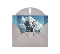 Gray MJHKXLJ The little elephant on the clouds Prints Pearlized Greeting Card - Envelope Included - Perfect for Christmas, Birthdays, Valentines, Weddings, and More