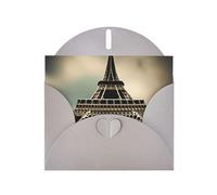 Gray MJHKXLJ Vintage Style Eiffel Tower Paris Prints Pearlized Greeting Card - Envelope Included - Perfect for Christmas, Birthdays, Valentines, Weddings, and More